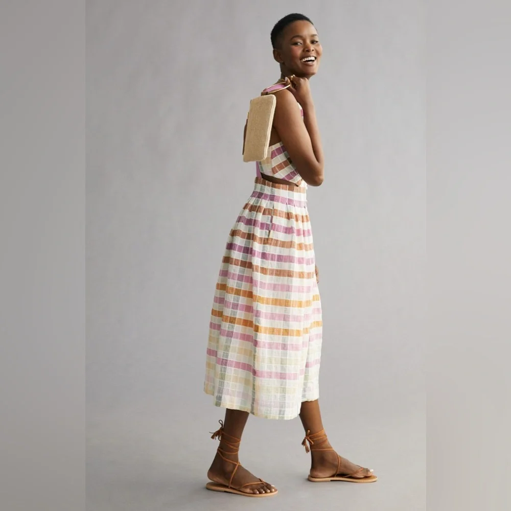 Anthropologie Maeve Ombré Plaid Midi Sundress- NWOT - Picture 4 of 7